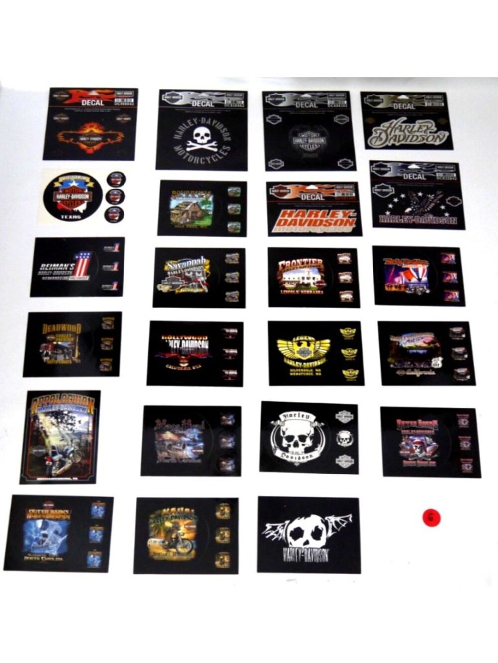 Harley Davidson set of 23 misc Decals, Stickers and Post Cards, Never Used